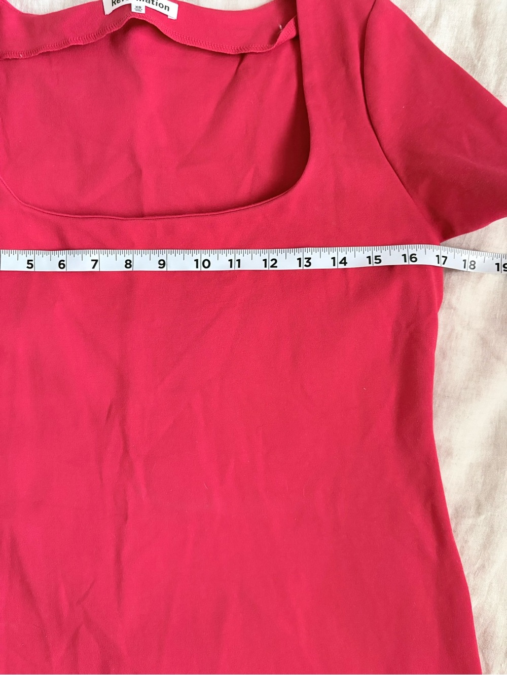 Reformation Carol Mini Dress in Red with Square Neckline - Picture 5 of 8